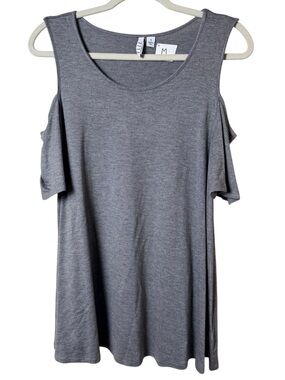 Elle Medium Gray Cold-Shoulder Tank Top